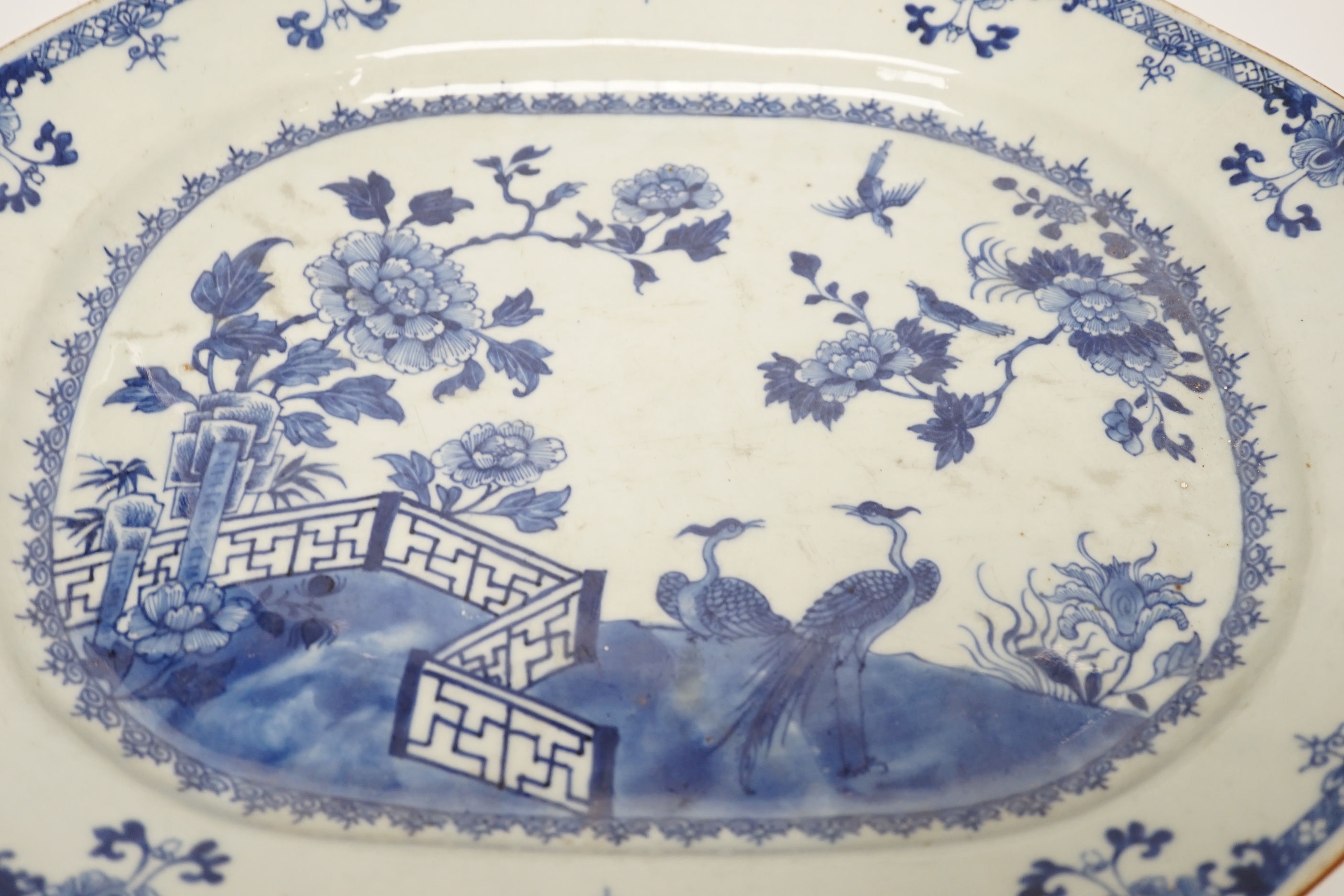 A large Chinese blue and white meat dish, Qianlong period, 43cm